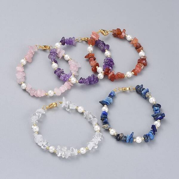 Natural Gemstone Chip Beaded Bracelets