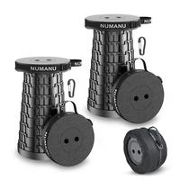 2-Pack Upgraded Collapsible Stools w/ Dual Carry Bag & Clips, Max Weight 620lbs, Height Adjustable Retractable Telescopic Sea...