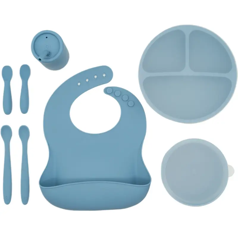 WeeSprout Baby Led Weaning Bundle, Silicone Suction Bowl, Spoons, Bib & Cup, Develops Self Feeding Skills