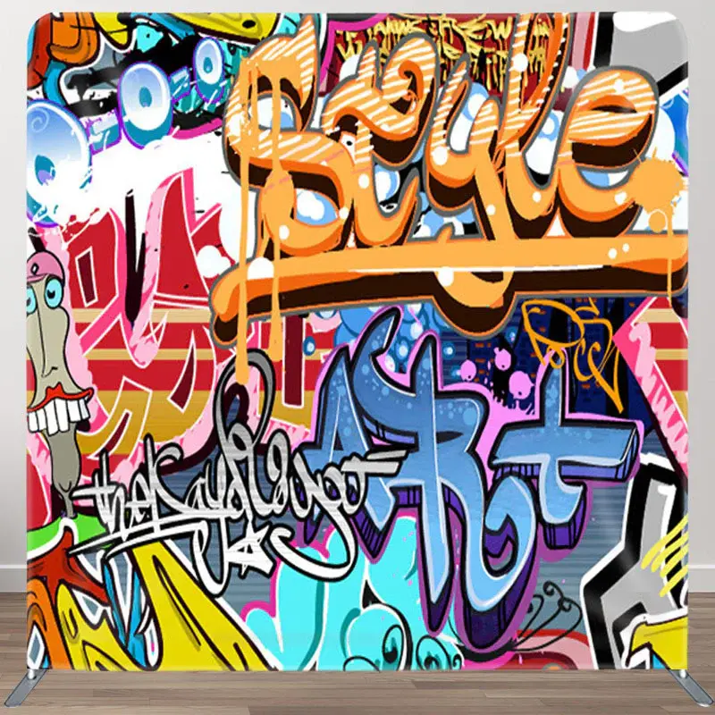 Aperturee 90S Style Graffiti Fabric Backdrop For Birthday Party - Aperturee