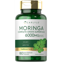 Carlyle Moringa Oleifera | 180 Capsules | Non-GMO and Gluten Free Supplement | Complete Green Superfood | From Moringa Leaf P...