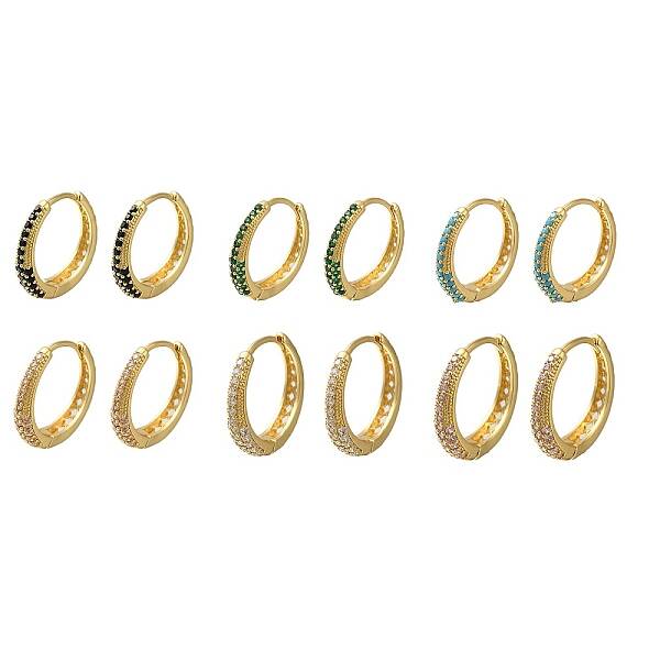 Rack Plating Brass Micro Pave Cubic Zirconia Hoop Earrings