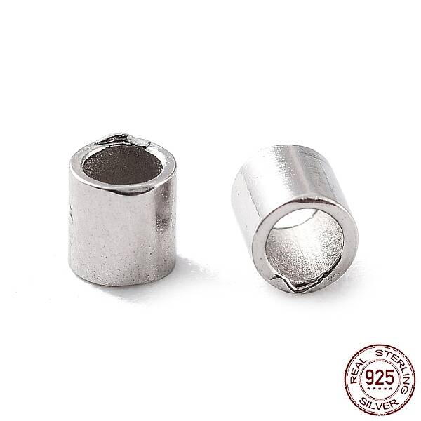 Anti-Tarnish Rhodium Plated 925 Sterling Silver Spacer Tube Beads