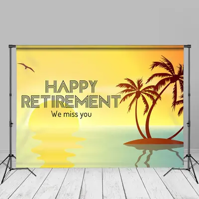 Sunset Summer We Miss You Happy Retirement Backdrop - Aperturee