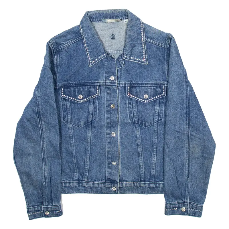 CHRISTINE ALEXANDER Diamante Womens Denim Jacket Blue M