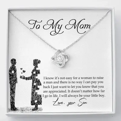 To My Mom Necklace From Son I Know It's Not Easy For A Woman To Raise A Man Love Knot Necklace For Mom, To My Boyfriend Mom, ...