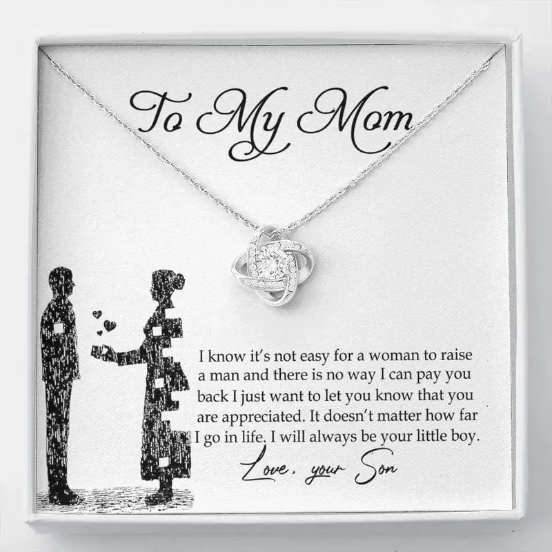 To My Mom Necklace From Son I Know It's Not Easy For A Woman To Raise A Man Love Knot Necklace For Mom, To My Boyfriend Mom, ...