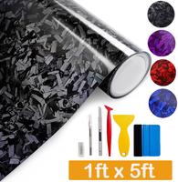 1ft x 5ft Forged Carbon Fiber Vinyl Wrap, High Gloss Car Wrap Vinyl Roll, Auto DIY Decal Film Sheet with Air Release Technolo...