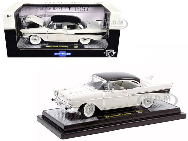 1957 Chevrolet 210 Hardtop White with a Black Top and White and Black Interior Limited Edition to 6650 pieces Worldwide 1/24 ...