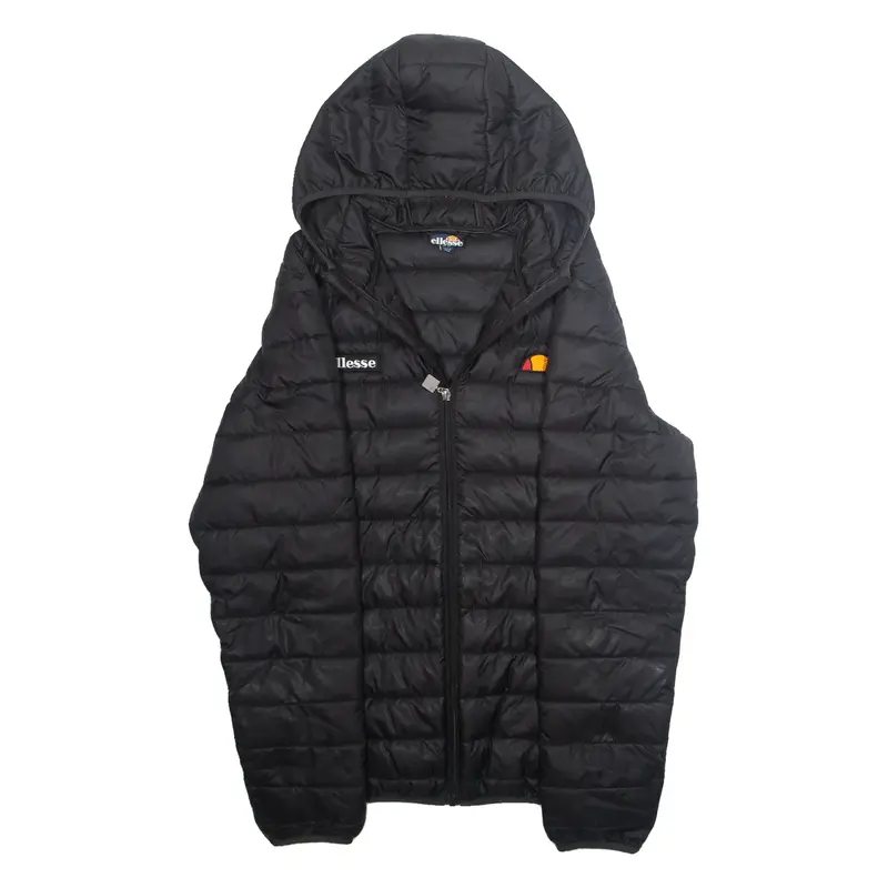 ELLESSE Mens Puffer Coat Black Hooded M
