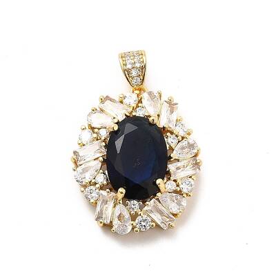 Brass Micro Pave Clear Cubic Zirconia Pendants