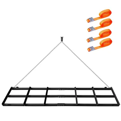 Garvee 8 Ft Drag Harrow Heavy Duty Driveway Grader with Chain, 4 Safety Belts, Adjustable Bars, Steel Tow Behind Gravel Rake ...