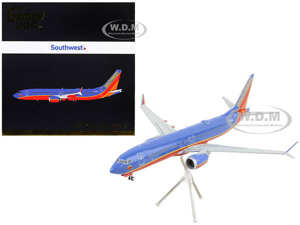 Boeing 737 MAX 8 Commercial Aircraft Southwest Airlines Blue and Red Gemini 200 Series 1/200 Diecast Model Airplane b...