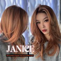JBEXTENSION JANICE MONO Monofilament Handmade Wig 6X5 Full Monofilament Hand Tied Top Wig 20 Inches Copper Mono Lace Wig With...