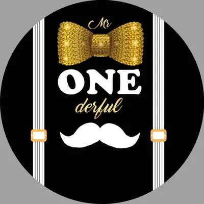 Aperturee Cute Beard Mr Onederful Round Birthday Backdrop Kit | Round Party Backdrop | Circle Party Backdrop | Custom Round B...