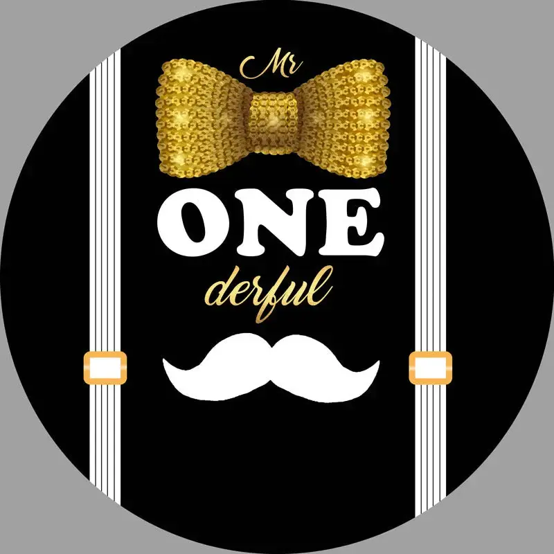 Aperturee Cute Beard Mr Onederful Round Birthday Backdrop Kit | Round Party Backdrop | Circle Party Backdrop | Custom Round B...