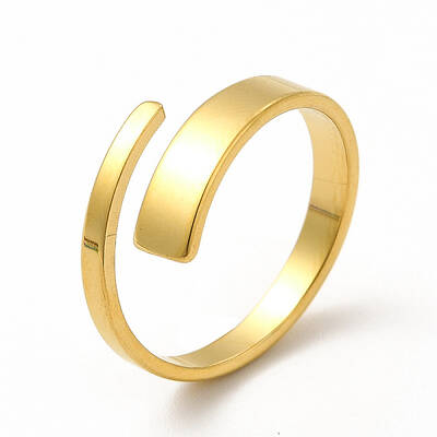 Ion Plating(IP) 304 Stainless Steel Rectangle Open Cuff Ring for Women