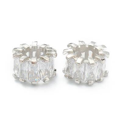 Brass Clear Cubic Zirconia Beads