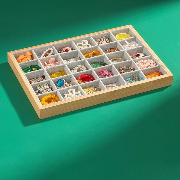 Velvet & Bamboo Jewelry Display Trays