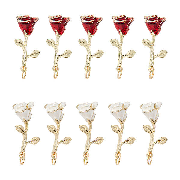20Pcs 2 Colors Alloy Enamel Pendants