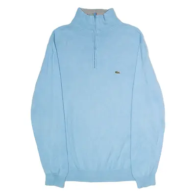 LACOSTE Mens Jumper Blue 1/4 Zip Tight Knit L