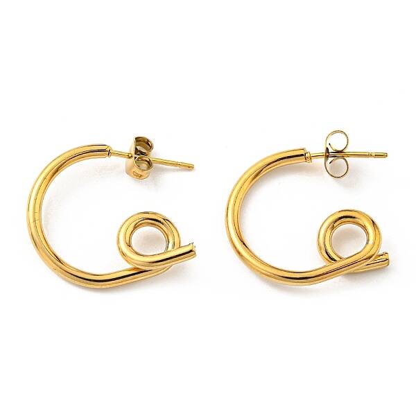PVD Vacuum Plating 304 Stainless Steel Twist Knot Stud Earrings for Women