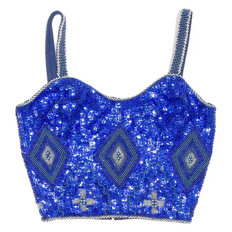 CLASS INTERNATIONAL Womens Cropped Top Blue Sleeveless S