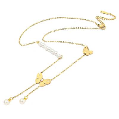 Ion Plating(IP) 201 Stainless Steel Crystal Rhinestone Necklaces