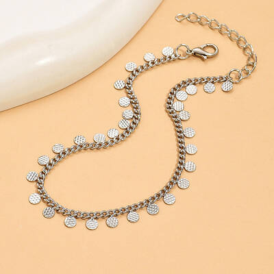 Bohemian Style Alloy Coin Tassel Twisted Chain Anklets