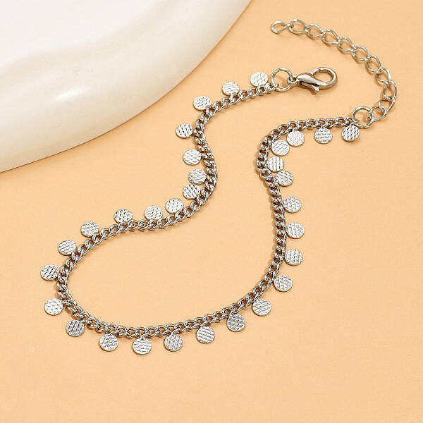 Bohemian Style Alloy Coin Tassel Twisted Chain Anklets