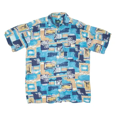 Mens Hawaiian Shirt Blue Crazy Pattern M