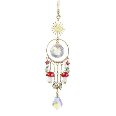 Glass Round Leaf Hanging Ornaments