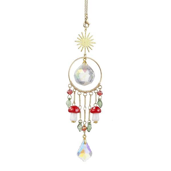Glass Round Leaf Hanging Ornaments