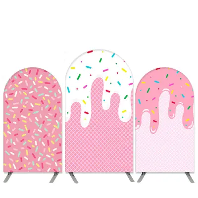 Aperturee Candy Theme Pink And White Arch Backdrop Kit For Birthday | Wedding Arch Backdrop | Custom Arched Wall Covers | Cus...