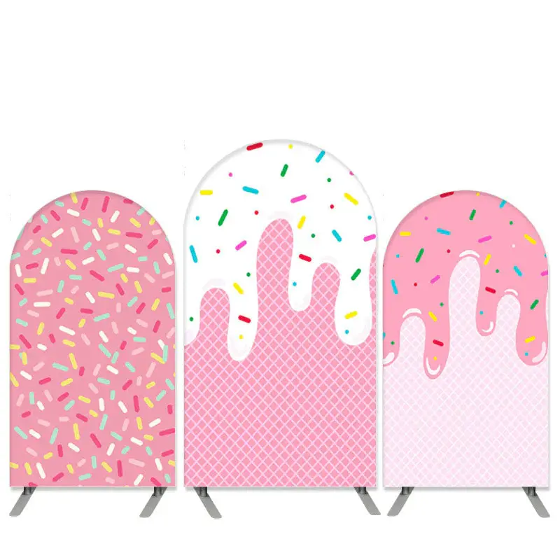 Aperturee Candy Theme Pink And White Arch Backdrop Kit For Birthday | Wedding Arch Backdrop | Custom Arched Wall Covers | Cus...