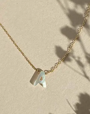 Dawn Initial Necklace | Metal Color: Solid 14K Gold | Style: A