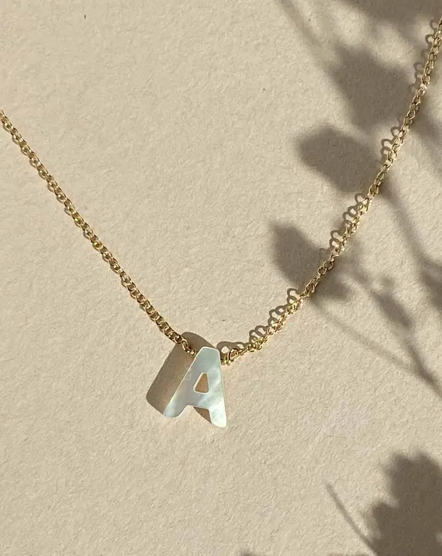 Dawn Initial Necklace | Metal Color: Solid 14K Gold | Style: A