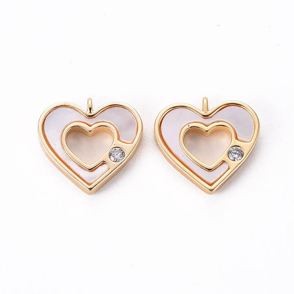 Brass Micro Pave Clear Cubic Zirconia Charms