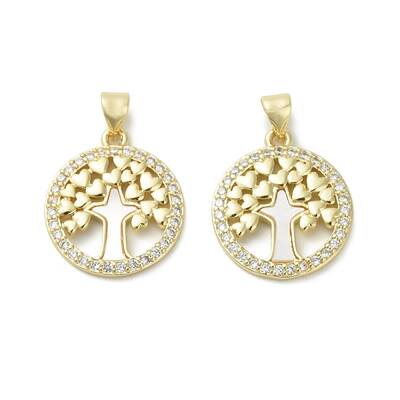 Brass Micro Pave Cubic Zirconia Pendants