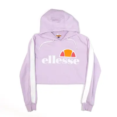 ELLESSE Cropped Sports Purple Pullover Hoodie Womens S