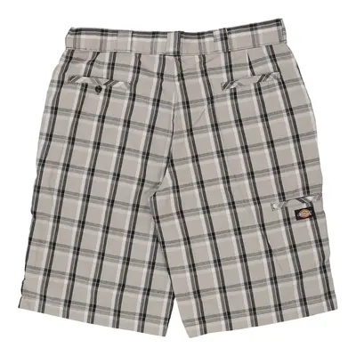 Dickies Checked Shorts - 40W 13L Grey Cotton
