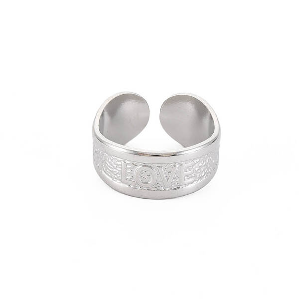 Non-Tarnish 304 Stainless Steel Word Love Open Cuff Ring for Women