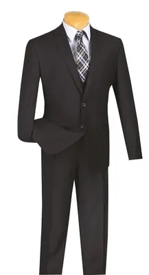Vinci Men's Executive Style 3 Piece Slim Fit Suit with Flat Front Pants