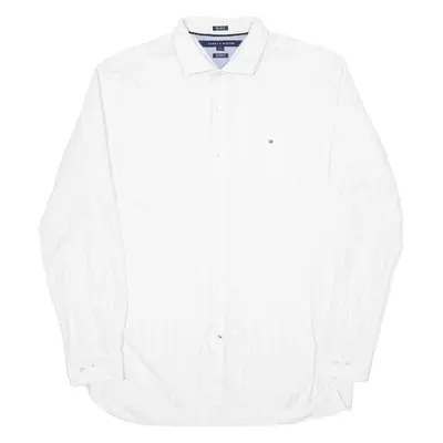 TOMMY HILFIGER Mens Shirt White Gingham Long Sleeve L