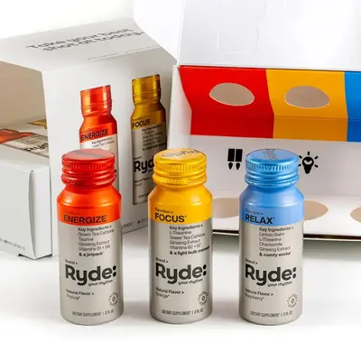 Ryde Discovery Pack – Natural Energy Shots for Focus, Relaxation & Boost | 6-Pack | Green Tea Caffeine, Ginseng, L-Theanine...