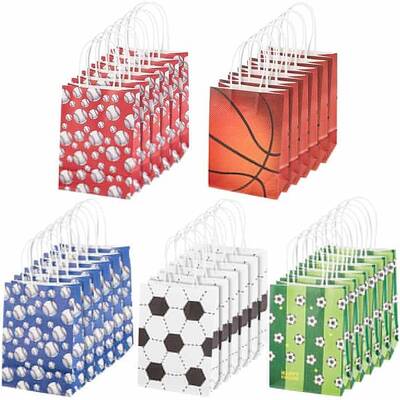 25Pcs 5 Colors Rectangle with Sport Good Pattern Paper Bags