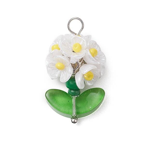 Glass Seed Beaded Flower Pendants