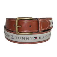 Tommy Hilfiger Men's Leather Casual Belt with Fabric Inlay