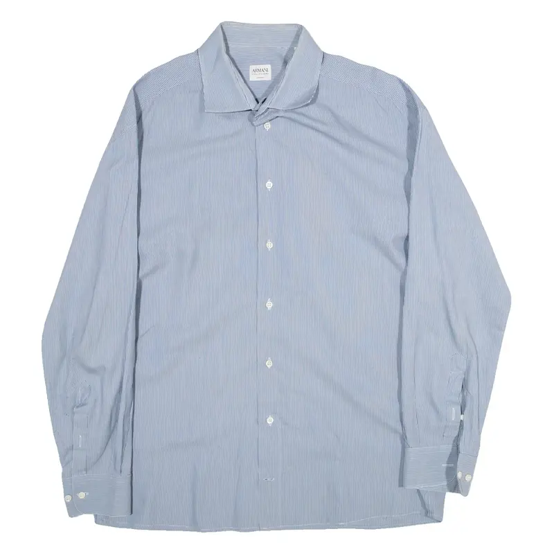 ARMANI COLLEZIONI Mens Shirt Blue Striped Long Sleeve M