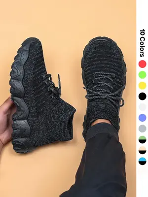 Men's Sportive Lace up Front Sneakers, Casual Comfortable Breathable Running Shoes, Fashionable Sneakers for Daily Wear Walki...